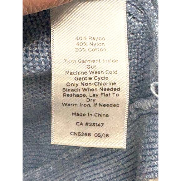 Talbots V Neck Sweater Light Blue Rayon Cotton Blend Pullover Size MP - Picture 5 of 5